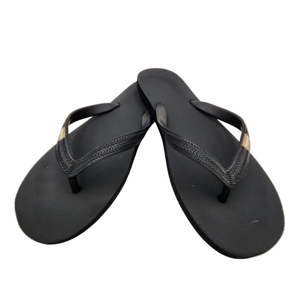 Feelgoodz Slimz Black Natural Rubber Flip Flop Sandals Mens Large L 11-12